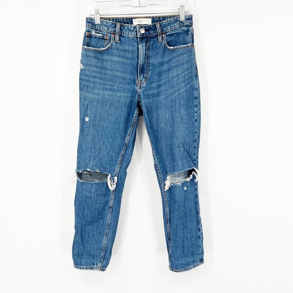 Abercrombie & Fitch Curve Love The Skinny High Rise Jeans Distressed SHORT